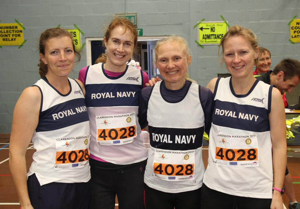 4 women from the Royal Navy, stood as a Clarendon Relay team